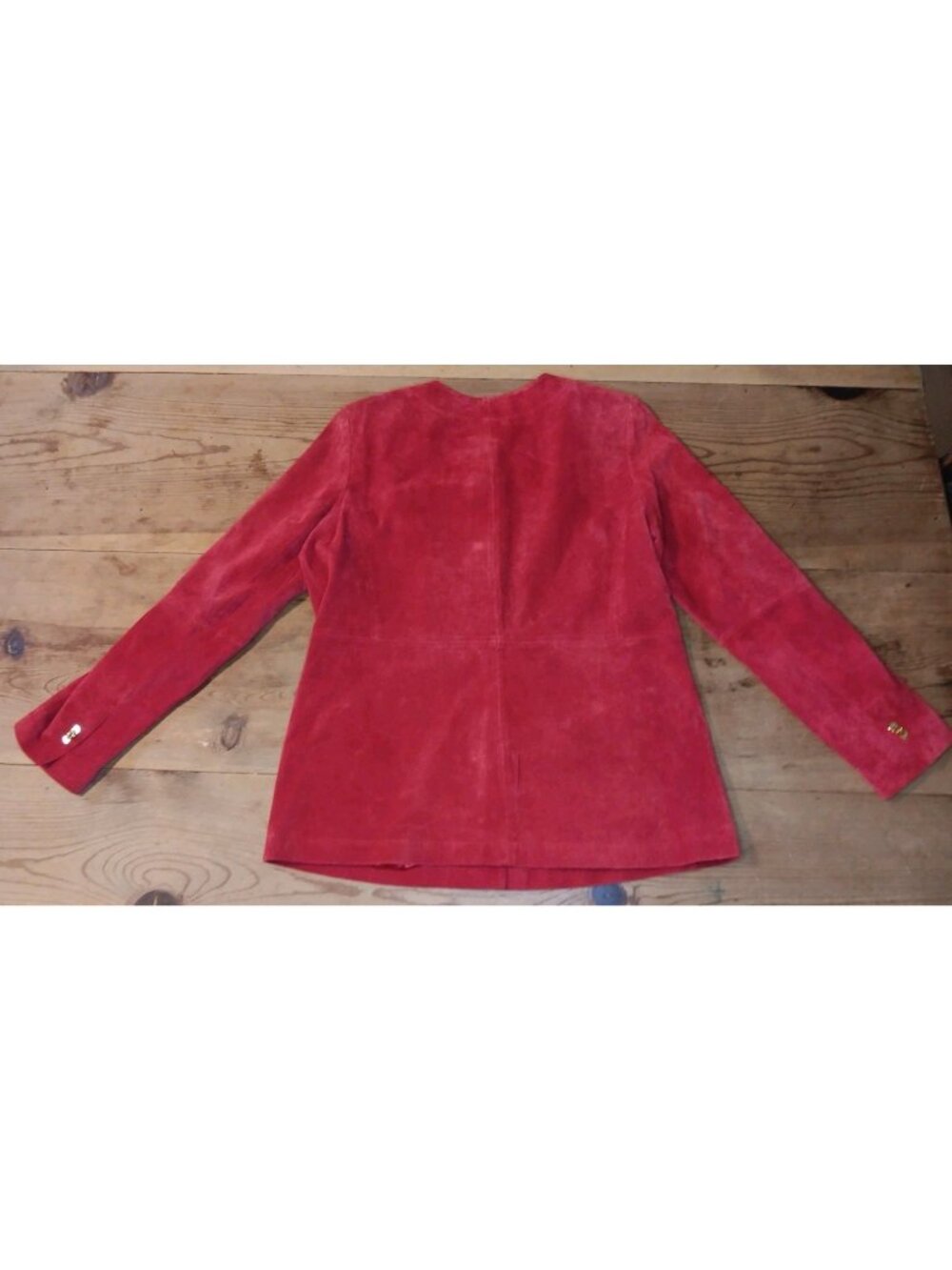 Vtg Linea Louis Dell'Olio Jacket Women S Red Suede Leather Goldtone Clasp Button - Picture 4 of 6